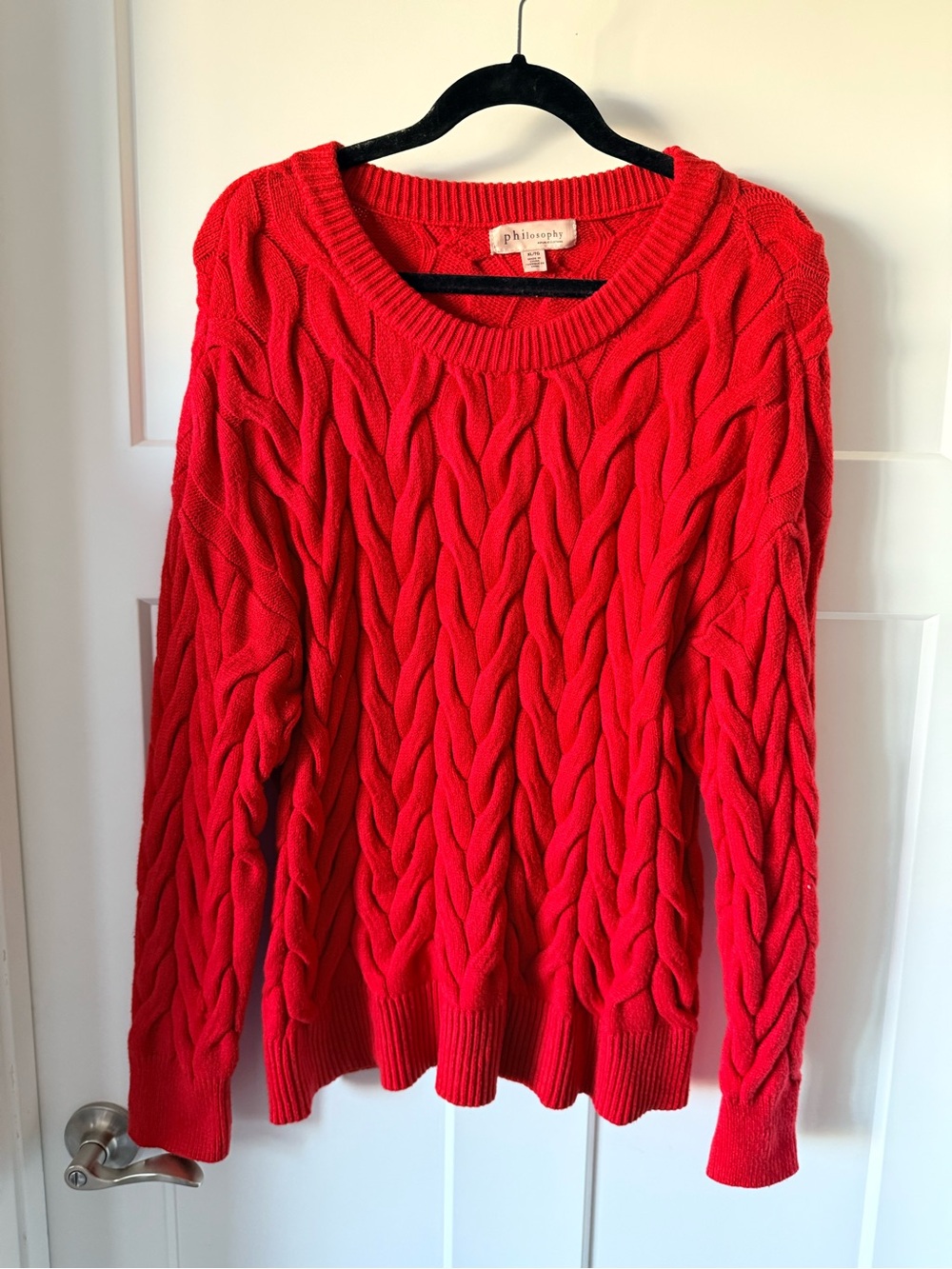 Philosophy Red Cable-Knit Crewneck Sweater Size XL - Picture 1 of 5